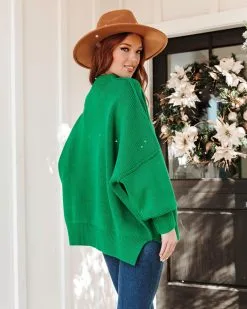 Elouise Knit Oversized Pullover Sweater - Green -clothes Sales elouiseknitoversizedpulloversweatergreen91