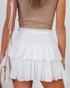 BLU-001 Emberly Smocked Tiered Skort - White -clothes Sales emberlysmockedtieredskortwhite 17
