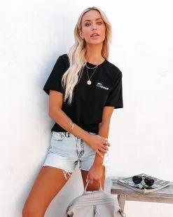 Embroidered Mama Cotton Blend Tee - FINAL SALE -clothes Sales embroideredmamacottonblendtee66