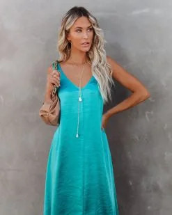 Empire Satin Maxi Dress - Aqua - FINAL SALE -clothes Sales empiresatinmaxidressaqua28