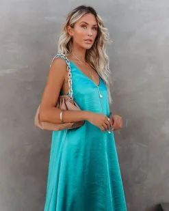 Empire Satin Maxi Dress - Aqua - FINAL SALE -clothes Sales empiresatinmaxidressaqua31