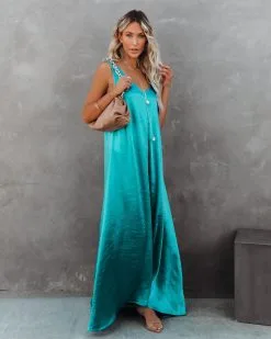 Empire Satin Maxi Dress - Aqua - FINAL SALE -clothes Sales empiresatinmaxidressaqua37