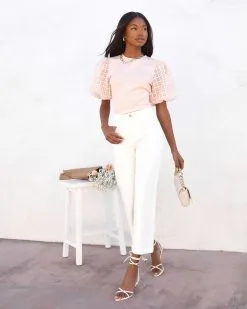 Enchanted Puff Sleeve Top - Pink - SALE -clothes Sales enchantedpuffsleevetoppink 113