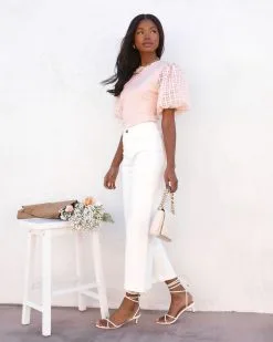 Enchanted Puff Sleeve Top - Pink - SALE -clothes Sales enchantedpuffsleevetoppink 37