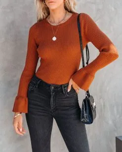 Esen Ribbed Bell Sleeve Knit Sweater - Rust - FINAL SALE 13 Esen Ribbed Bell Sleeve Knit Sweater - Rust - FINAL SALE -clothes Sales esenribbedbellsleeveknitsweaterrust132