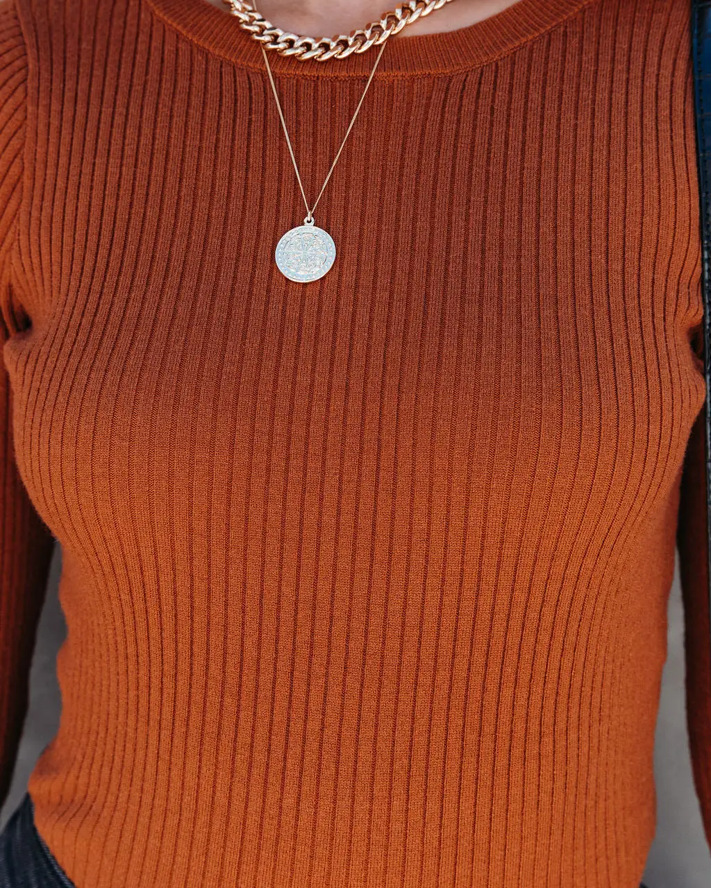 Esen Ribbed Bell Sleeve Knit Sweater - Rust - FINAL SALE 4 Esen Ribbed Bell Sleeve Knit Sweater - Rust - FINAL SALE - Image 4