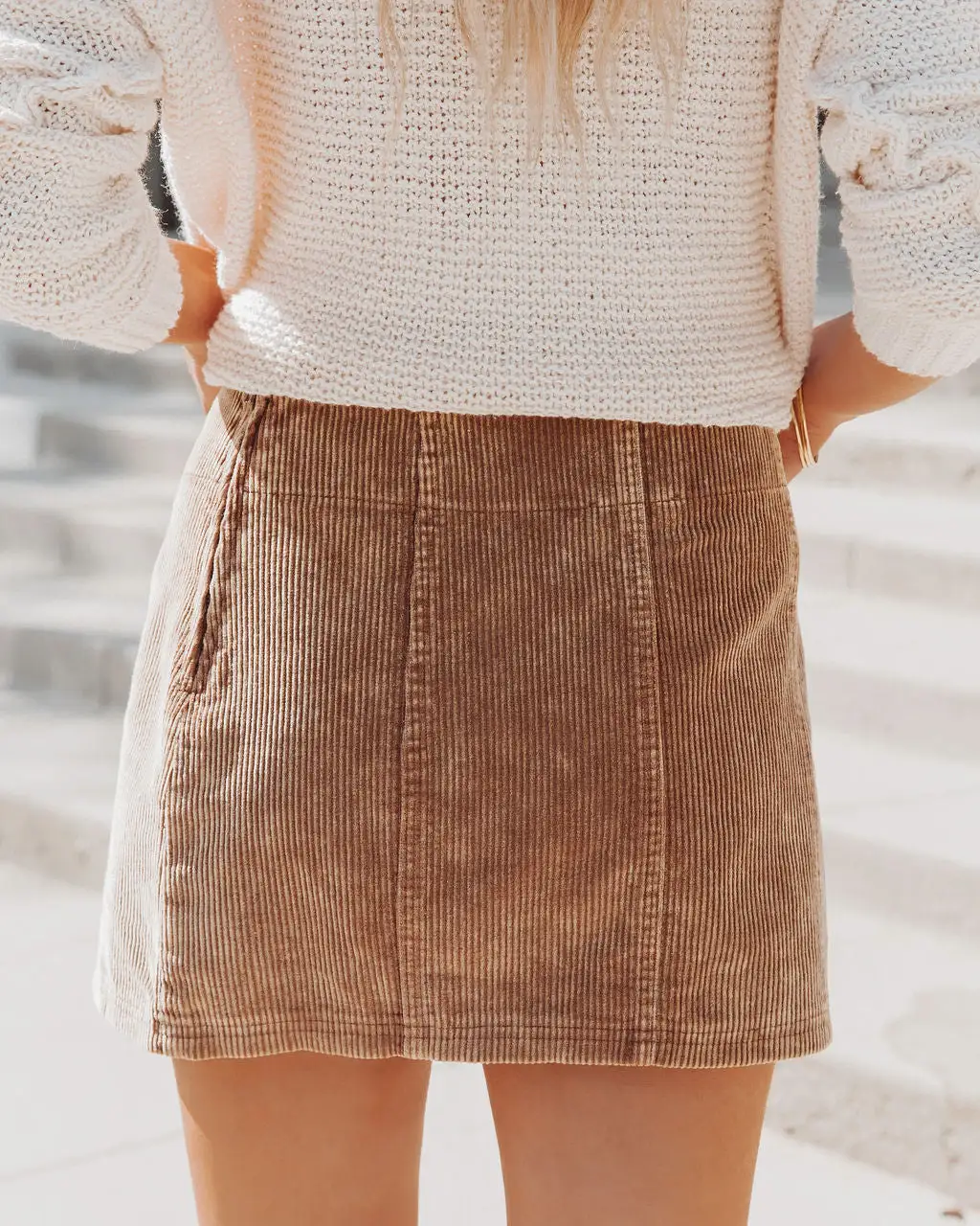 CHRY-001 Match Made Corduroy Mini Skirt - Tan - FINAL SALE 2 CHRY-001 Match Made Corduroy Mini Skirt - Tan - FINAL SALE - Image 2
