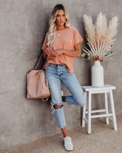 PROM-001 Esther Cotton Mineral Wash Tee - Rose - FINAL SALE