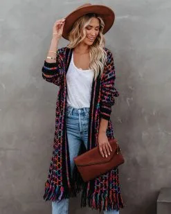 Euphoric Fringe Knit Duster Cardigan - FINAL SALE -clothes Sales euphoricfringeknitdustercardigan31