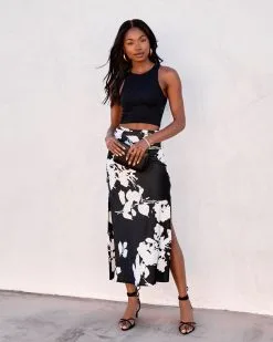 BUCK-001 Eva Satin Printed Maxi Skirt