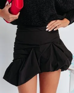 EMOR-001 Everyday Muse Asymmetrical Bubble Hem Mini Skirt - Black - FINAL SALE -clothes Sales everydaymuseasymmetricalbubblehemminiskirtblack1828