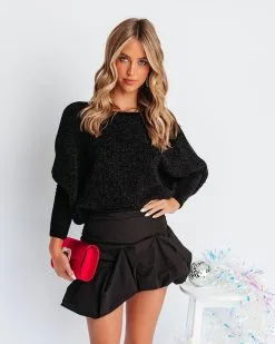 EMOR-001 Everyday Muse Asymmetrical Bubble Hem Mini Skirt - Black - FINAL SALE -clothes Sales everydaymuseasymmetricalbubblehemminiskirtblack1831