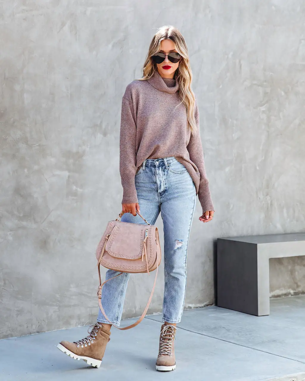 Faith Turtleneck Knit Sweater - Taupe - FINAL SALE 3 Faith Turtleneck Knit Sweater - Taupe - FINAL SALE - Image 3