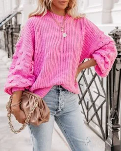 Fall Bucket List Knit Sweater - Pink