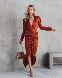 MABL-001 Fancy Me Plunge Neck Midi Dress - Cognac - FINAL SALE 9 MABL-001 Fancy Me Plunge Neck Midi Dress - Cognac - FINAL SALE -clothes Sales fancymeplungeneckmididresscognac21