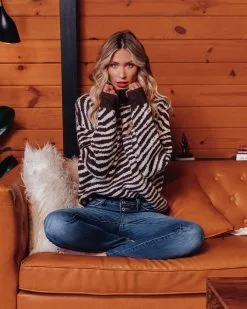 Faris Zebra Turtleneck Knit Sweater - FINAL SALE