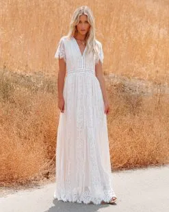 Fill Your Heart Lace Maxi Dress - Cream - LAST CHANCE