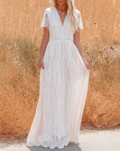 Fill Your Heart Lace Maxi Dress - Cream - LAST CHANCE -clothes Sales fillyourheartlacemaxidresscream34