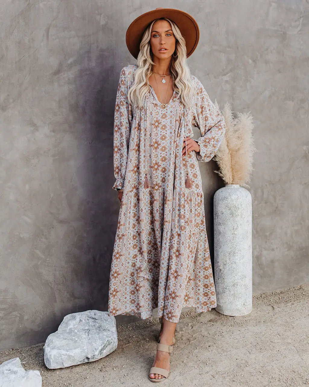 Firenze Printed Boho Maxi Dress - Baby Blue - FINAL SALE 10 Firenze Printed Boho Maxi Dress - Baby Blue - FINAL SALE - Image 10