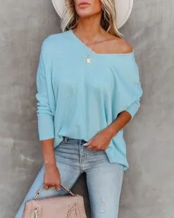 First To Know Cotton Blend Sweater - Sky Blue - FINAL SALE