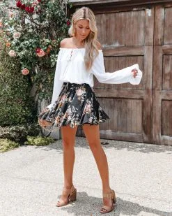 FATE-001 Free Rein Floral Chiffon Ruffle Mini Skirt - LAST CHANCE -clothes Sales freereinfloralchiffonruffleminiskirt4