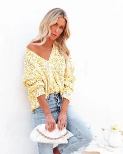 Fresh As A Daisy Button Front Knit Cardigan - Yellow - LAST CHANCE -clothes Sales freshasadaisybuttonfrontknitcardiganyellow0126