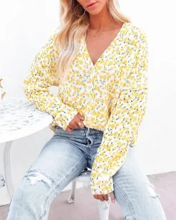 Fresh As A Daisy Button Front Knit Cardigan - Yellow - LAST CHANCE -clothes Sales freshasadaisybuttonfrontknitcardiganyellow0158