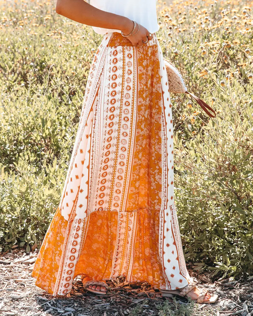 ENC-001 Fritz Printed Maxi Skirt - Mustard Cream - LAST CHANCE 5 ENC-001 Fritz Printed Maxi Skirt - Mustard Cream - LAST CHANCE - Image 5