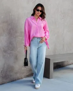 Full Of Surprises Back Tie Button Down Top - Bubble Gum Pink - SALE -clothes Sales fullofsurprisesbacktiebuttondowntopbubblegumpink 20