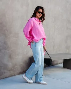 Full Of Surprises Back Tie Button Down Top - Bubble Gum Pink - SALE -clothes Sales fullofsurprisesbacktiebuttondowntopbubblegumpink 42