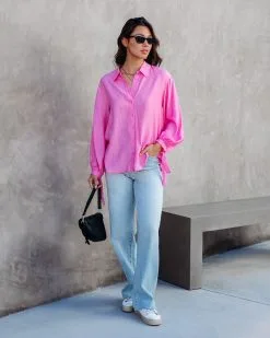 Full Of Surprises Back Tie Button Down Top - Bubble Gum Pink - SALE -clothes Sales fullofsurprisesbacktiebuttondowntopbubblegumpink 7