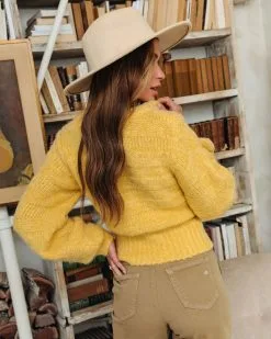 Lemon Drop Fuzzy Striped Balloon Sleeve Sweater - FINAL SALE 11 Lemon Drop Fuzzy Striped Balloon Sleeve Sweater - FINAL SALE -clothes Sales fuzzystripedballoonsleevesweaterlemon28