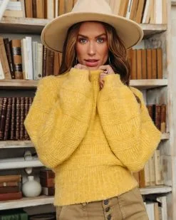 Lemon Drop Fuzzy Striped Balloon Sleeve Sweater - FINAL SALE 12 Lemon Drop Fuzzy Striped Balloon Sleeve Sweater - FINAL SALE -clothes Sales fuzzystripedballoonsleevesweaterlemon33