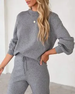 Genevieve Knit Pullover Sweater - Heather Grey - FINAL SALE -clothes Sales genevieveknitpulloversweaterandpantsheathergrey124 84338ede a8df 432a 9246 9d7e70005134