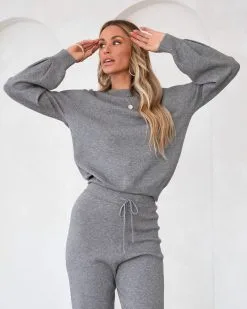 Genevieve Knit Pullover Sweater - Heather Grey - FINAL SALE -clothes Sales genevieveknitpulloversweaterandpantsheathergrey148 a09dcbe9 3011 4151 a146 186009782b82