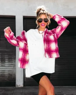 ACOA-001 Girly In Plaid Pocketed Shacket - FINAL SALE -clothes Sales girlyinplaidpocketedshacket105