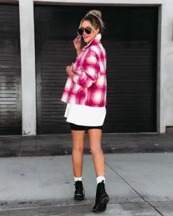 ACOA-001 Girly In Plaid Pocketed Shacket - FINAL SALE -clothes Sales girlyinplaidpocketedshacket61