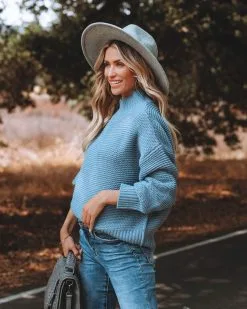 Glacier Mock Neck Knit Sweater - Blue - FINAL SALE 12 Glacier Mock Neck Knit Sweater - Blue - FINAL SALE -clothes Sales glaciermockneckknitsweaterblue47