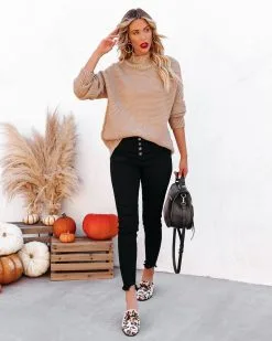 Glacier Mock Neck Knit Sweater - Warm Beige - FINAL SALE -clothes Sales glaciermockneckknitsweaterwarmbeige42