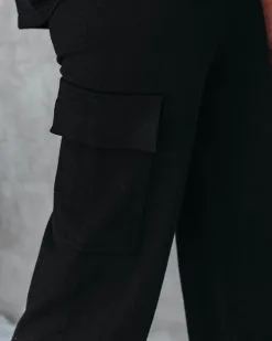 LUMI-001 Glamping Babe Lightweight Knit Cargo Joggers - Black - FINAL SALE -clothes Sales glampingbabelightweightknitsweaterandcargojoggersblack109