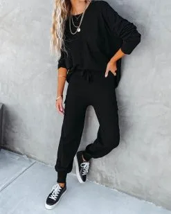LUMI-001 Glamping Babe Lightweight Knit Cargo Joggers - Black - FINAL SALE
