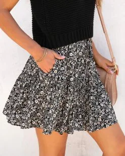 DRES-001 Glenda Floral Pocketed Mini Skirt - FINAL SALE