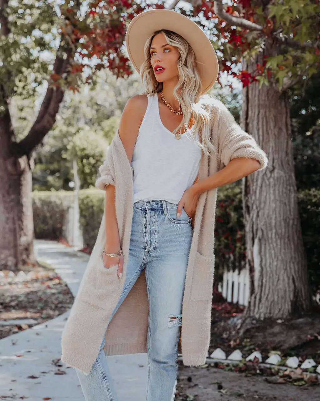 Glorious Pocketed Fuzzy Knit Cardigan - Taupe - FINAL SALE 7 Glorious Pocketed Fuzzy Knit Cardigan - Taupe - FINAL SALE - Image 7