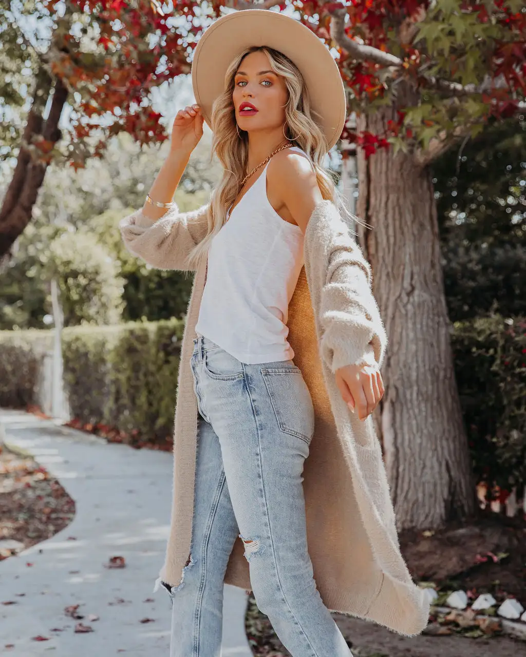 Glorious Pocketed Fuzzy Knit Cardigan - Taupe - FINAL SALE 6 Glorious Pocketed Fuzzy Knit Cardigan - Taupe - FINAL SALE - Image 6