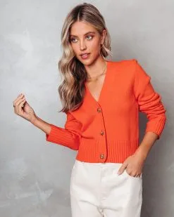 Golden Hearts Cropped Cardigan - Orange - FINAL SALE -clothes Sales goldenheartscroppedcardiganorange0939