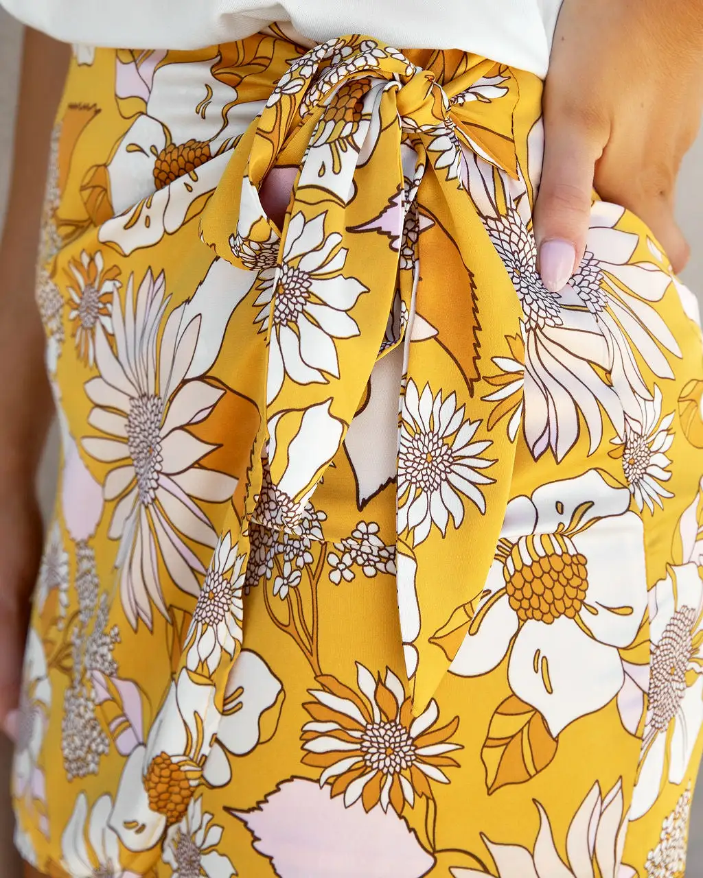 ON T-001 Goldie Garden Satin Floral Mini Skirt - FINAL SALE 4 ON T-001 Goldie Garden Satin Floral Mini Skirt - FINAL SALE - Image 4