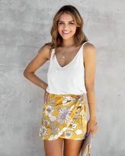 ON T-001 Goldie Garden Satin Floral Mini Skirt - FINAL SALE 17 ON T-001 Goldie Garden Satin Floral Mini Skirt - FINAL SALE -clothes Sales goldiegardensatinfloralminiskirt87