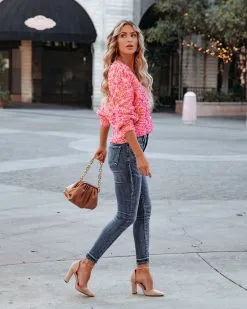 Good Mood Button Front Crop Knit Cardigan - Pink Multi - FINAL SALE -clothes Sales goodmoodbuttonfrontcropknitcardiganpinkmulti7