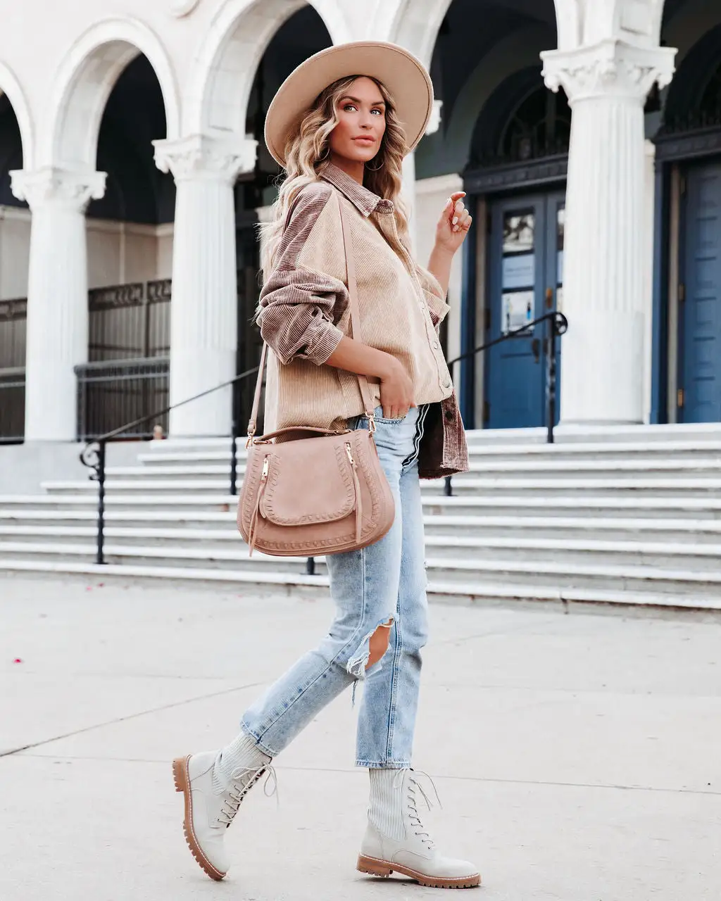 Gus Cotton Colorblock Corduroy Shacket - Chocolate Beige - FINAL SALE 6 Gus Cotton Colorblock Corduroy Shacket - Chocolate Beige - FINAL SALE - Image 6