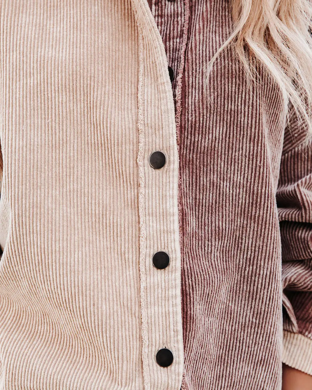 Gus Cotton Colorblock Corduroy Shacket - Chocolate Beige - FINAL SALE 4 Gus Cotton Colorblock Corduroy Shacket - Chocolate Beige - FINAL SALE - Image 4